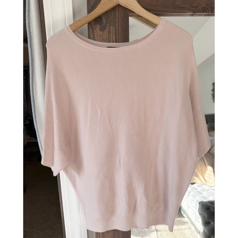 Quince Lightweight Cotton Cashmere Link-Stitch Dolman Sweater in Sugar Stone M